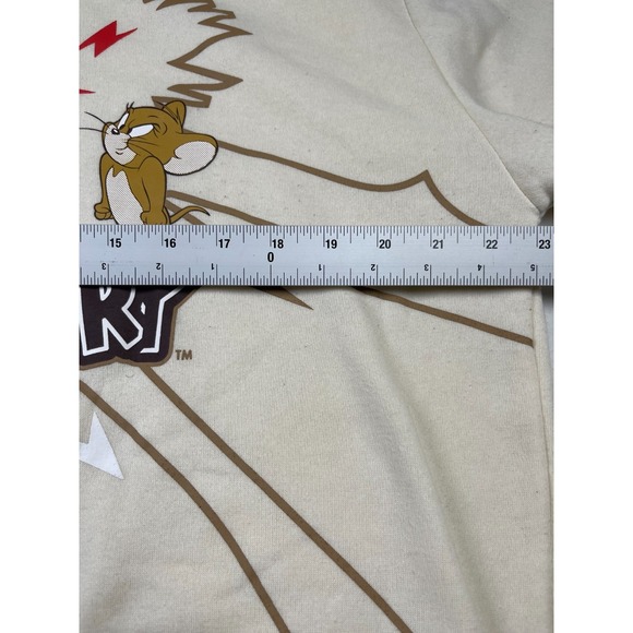 Tom & Jerry Hoodie Men Large White Graphic Print Polyester Fleece Lined Pullover - Picture 7 of 13